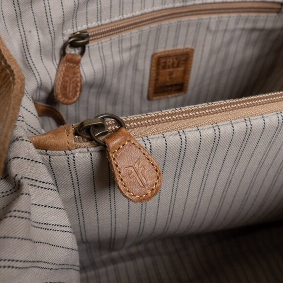 FRYE Leather Tote Handbag Melissa Light Brown Beige - Picture 12 of 14